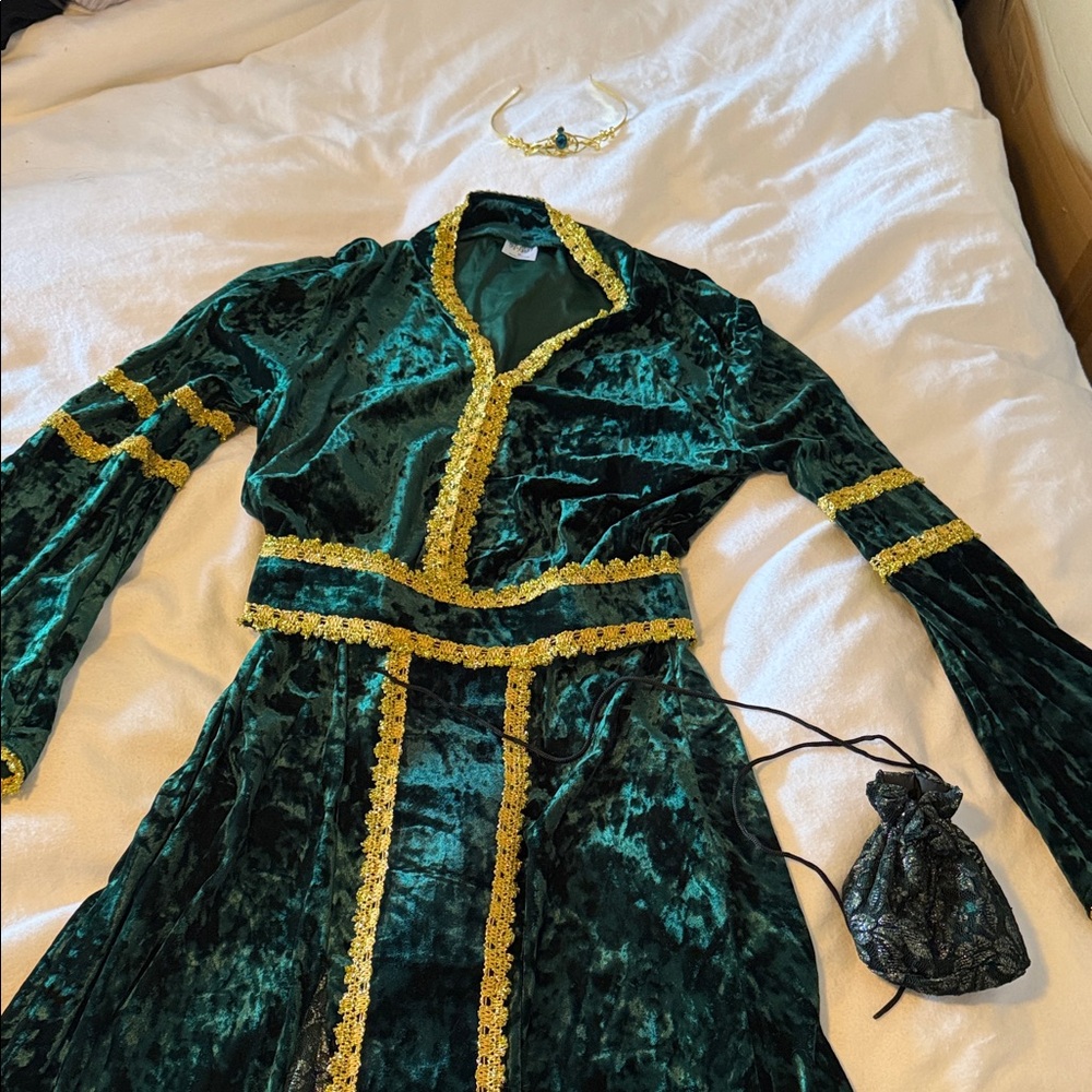 Spirit Emerald Velvet Garment with Gold Accents